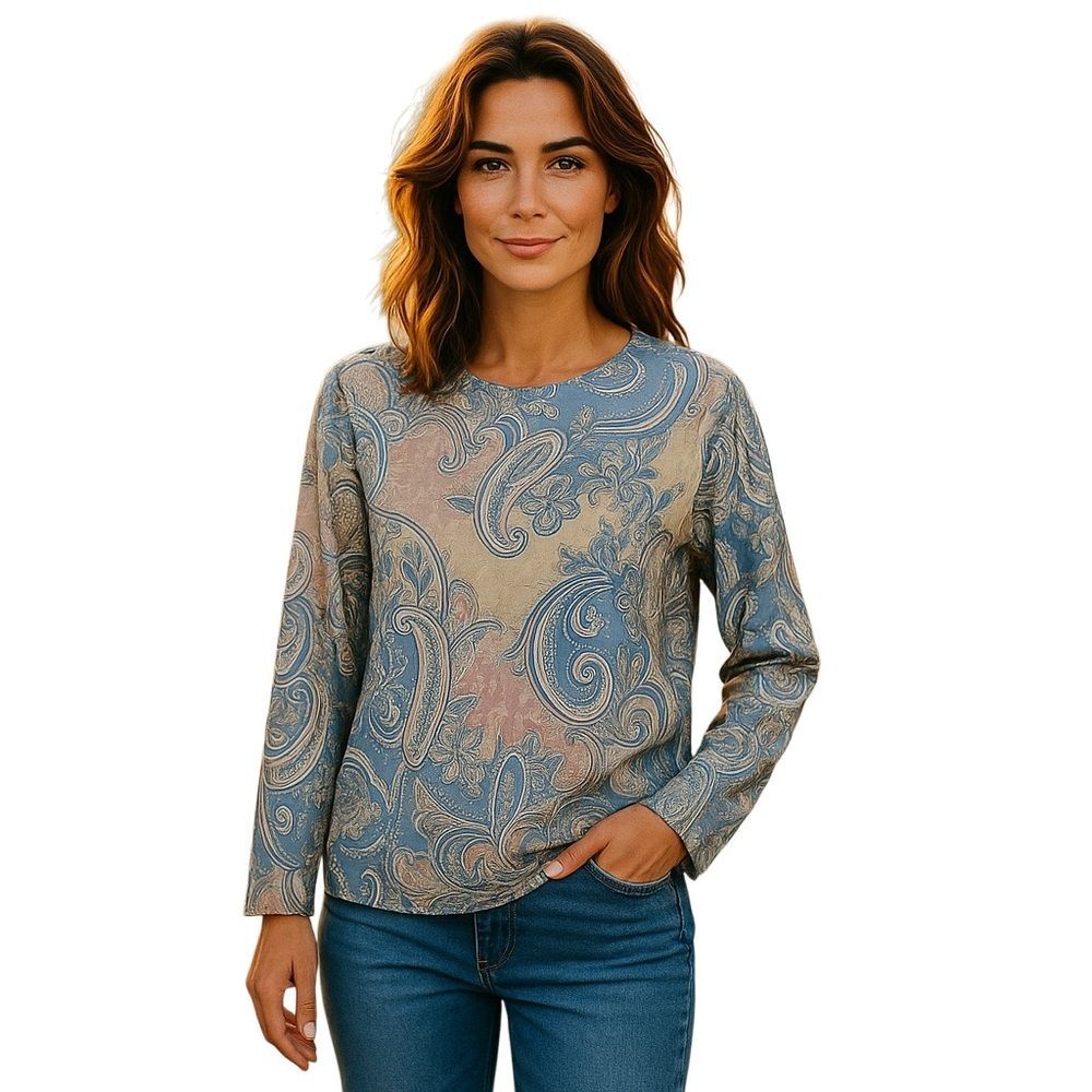 ExclusiveLMSM Paisley Blouse - Blue and Beige